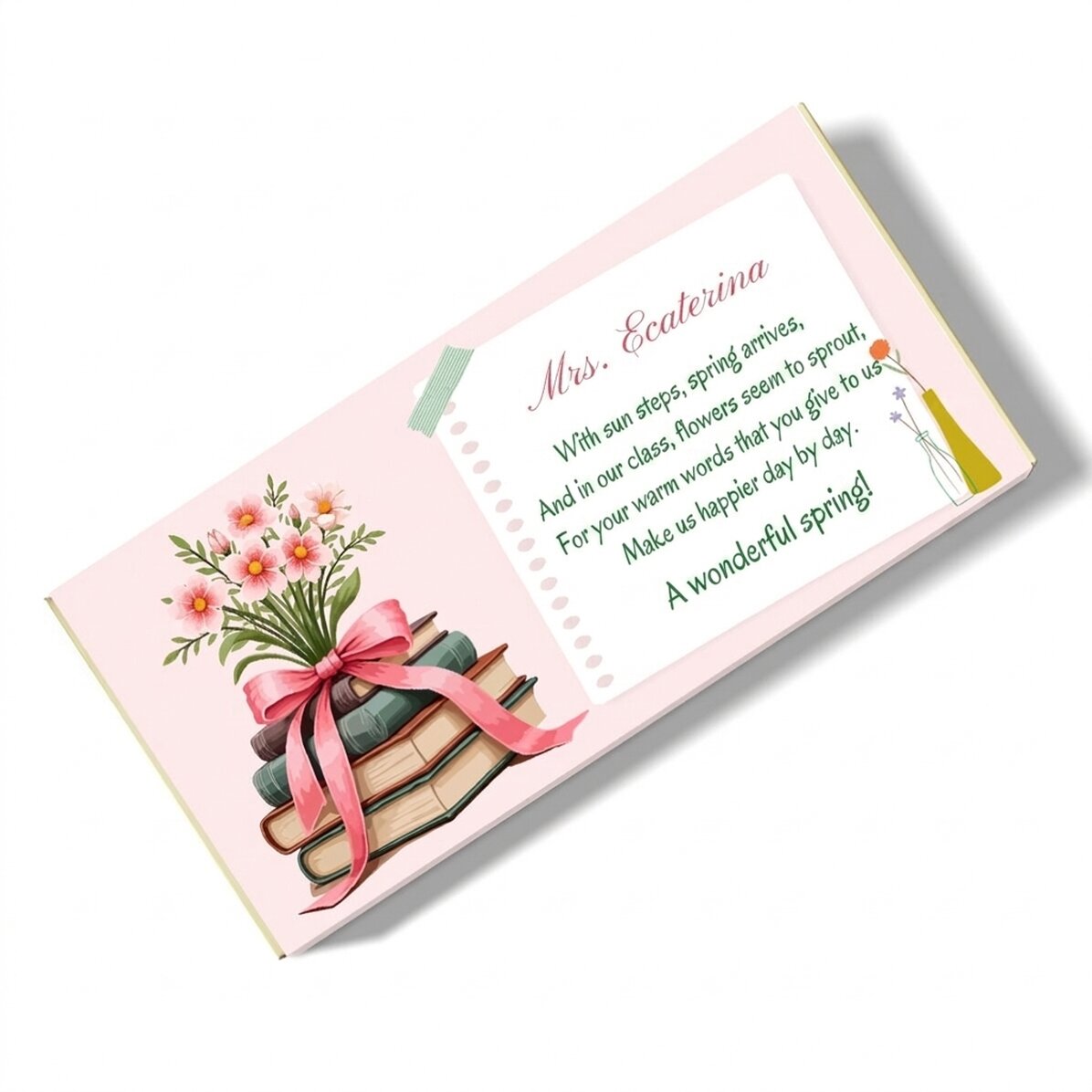 Cioccolato personalizzato con un messaggio primaverile
