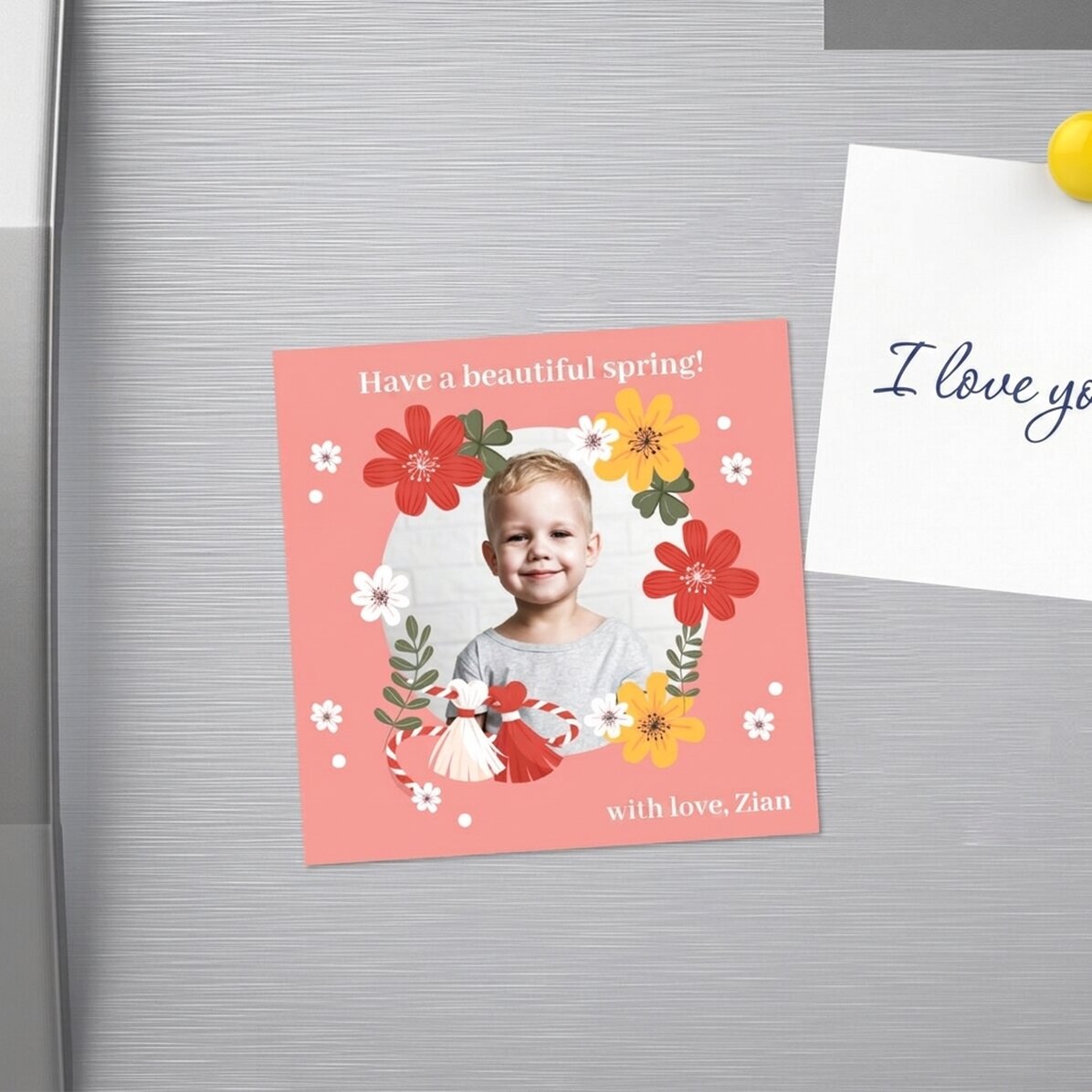Magnete 10x10 personalizzato con una foto e un messaggio - 1° marzo