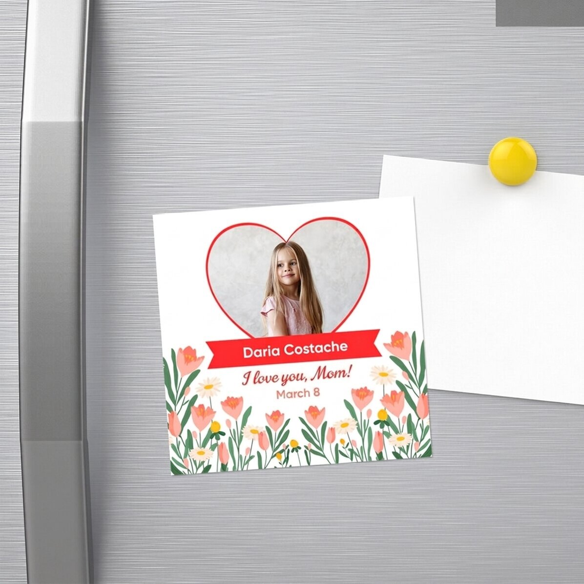 Magnete 10x10 personalizzato con una foto e un testo - 8 marzo