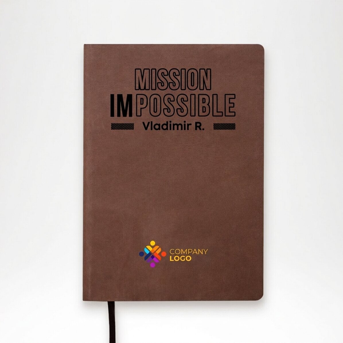 Agenda in pelle personalizzata a colori con logo e nome - Mission possible