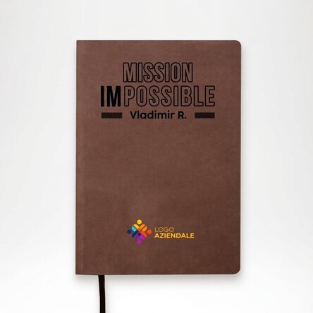 Agenda in pelle personalizzata a colori con logo e nome - Mission possible
