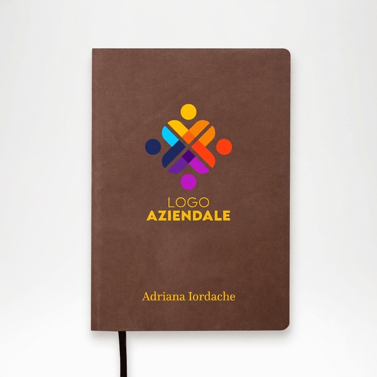 Agenda in pelle personalizzata a colori con logo e testo
