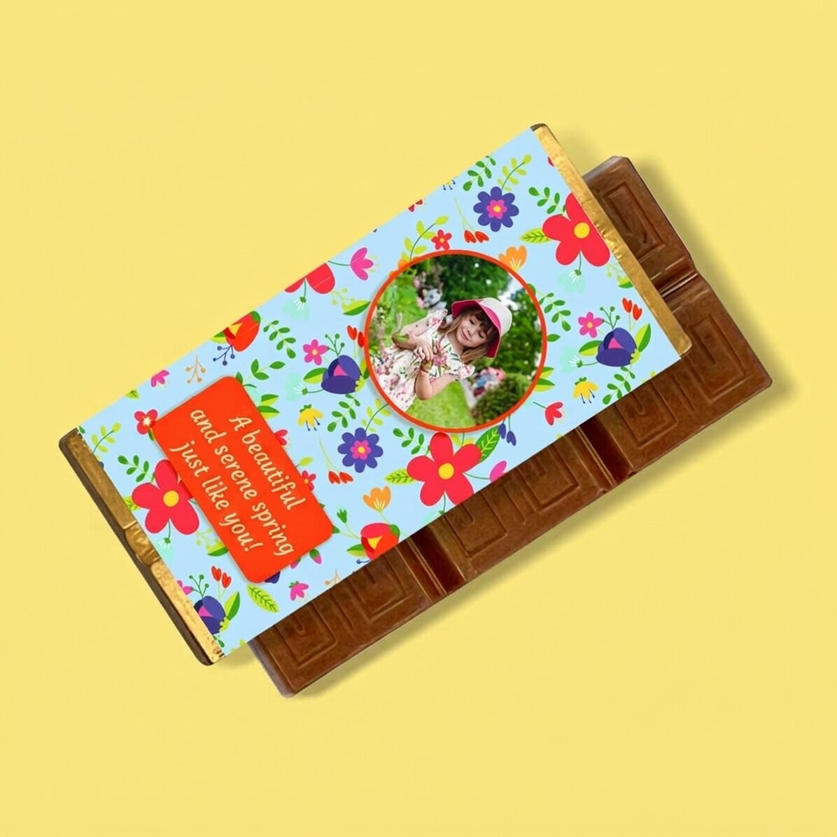 Mini tavoletta di cioccolato personalizzata con messaggio e foto - Pretty flowers