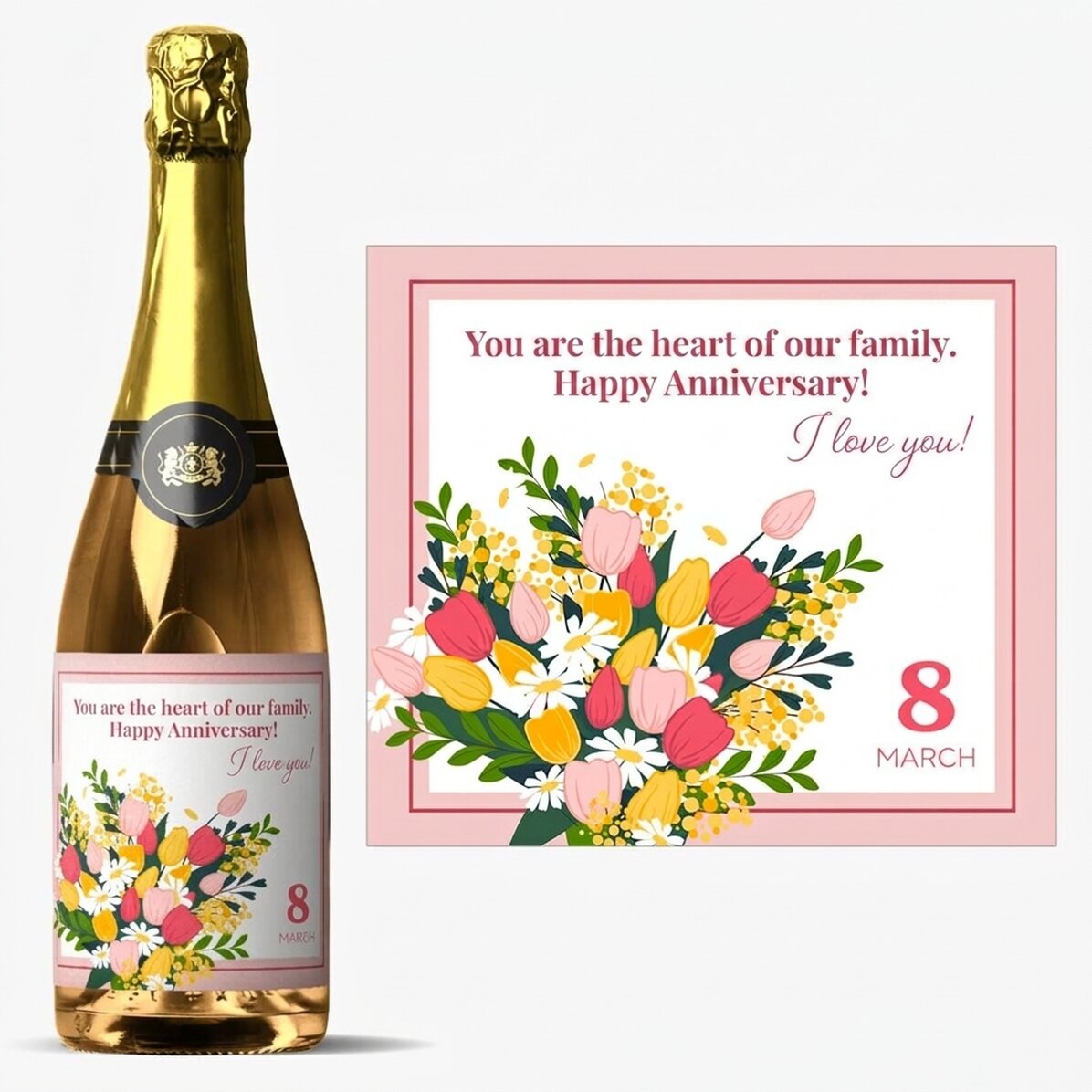 Spumante personalizzato con scritta - Fiori