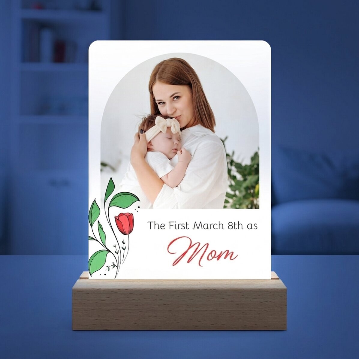 Lampada da comodino a LED personalizzata con foto e testo - Un ricordo speciale