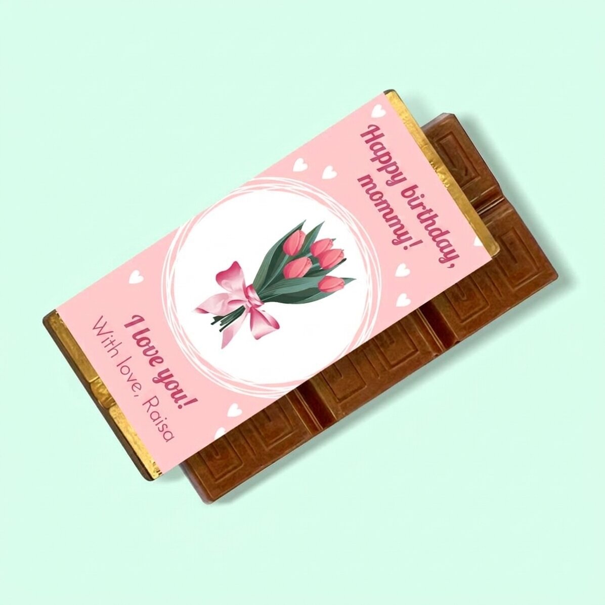 Mini tavoletta di cioccolato personalizzata con messaggio - Flowers