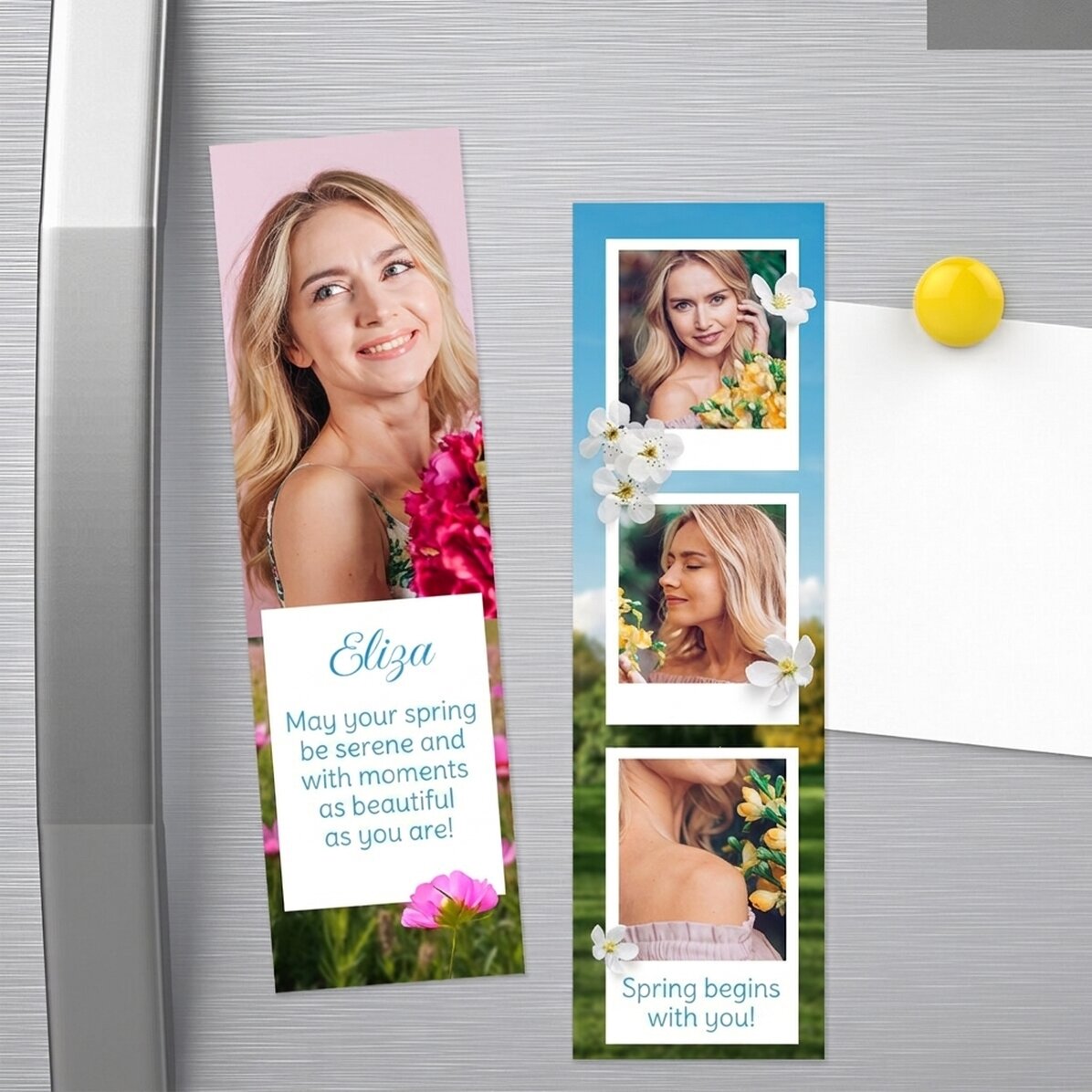 Set di 2 magneti personalizzati con foto e testo - Primavera