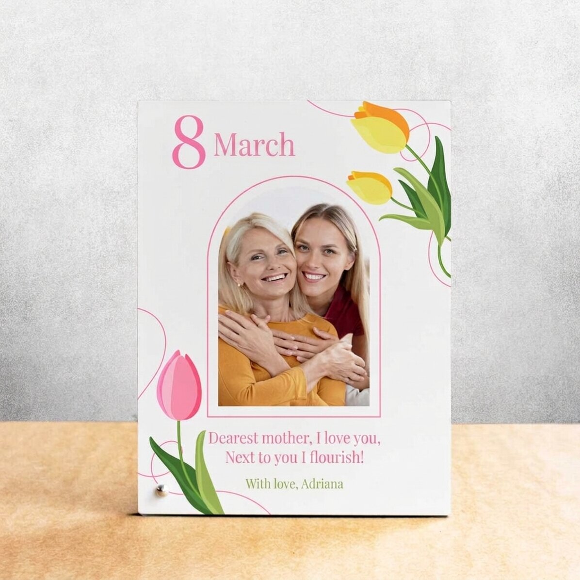 Cornice da scrivania personalizzata con foto e testo - Flowers