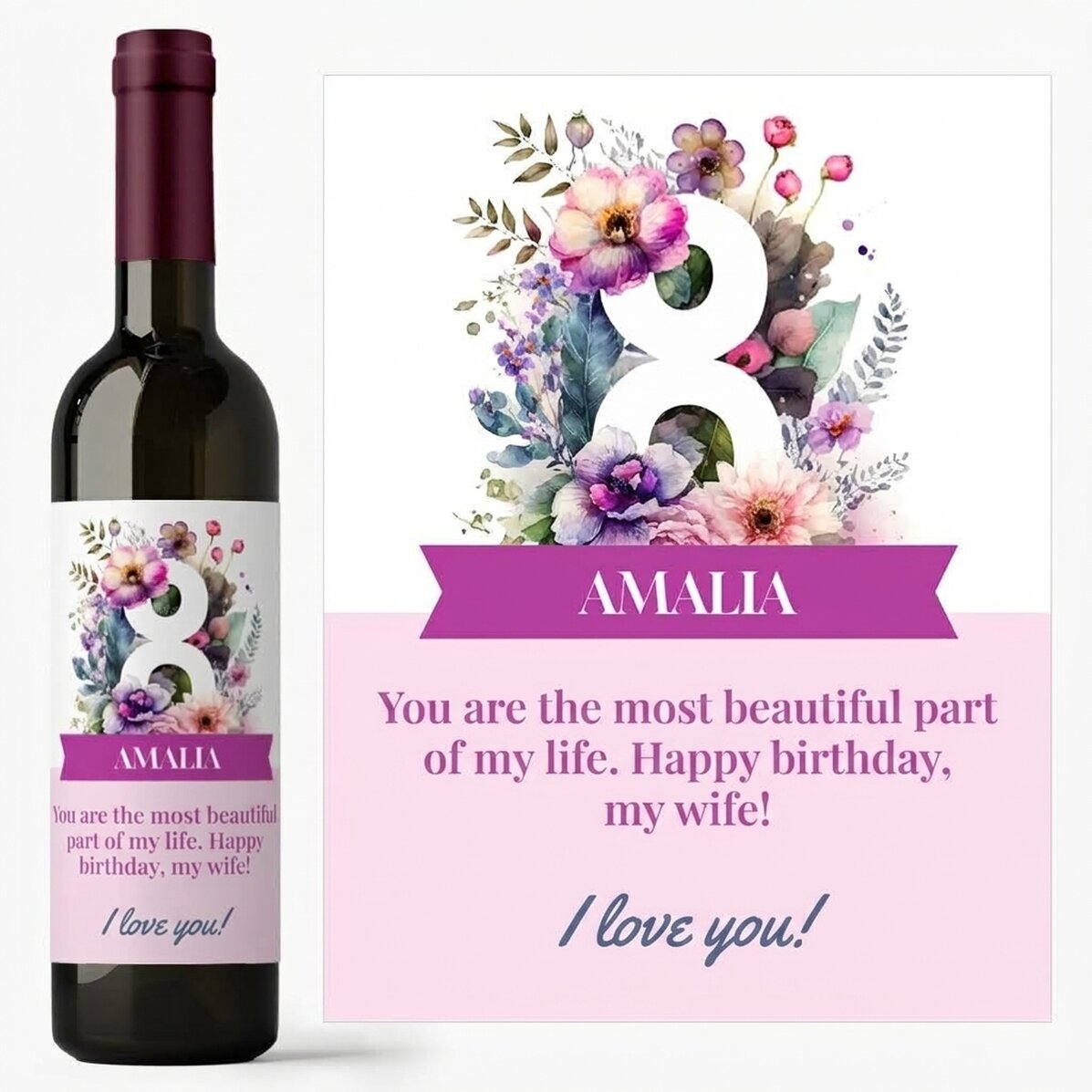 Vino personalizzato con messaggio - 8 marzo