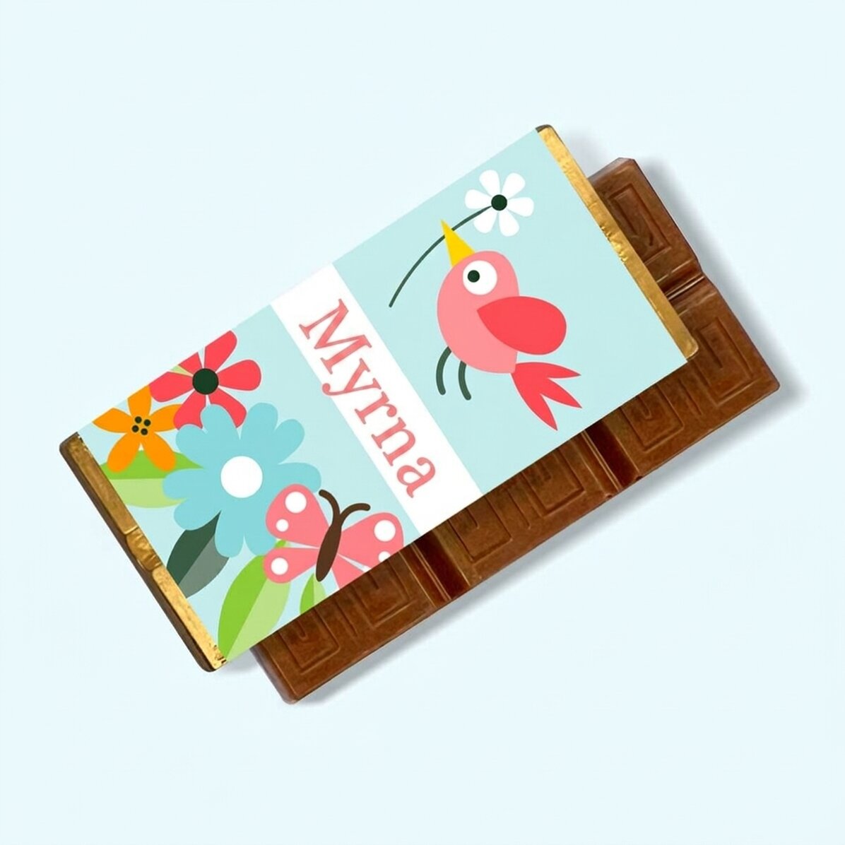 Mini tavoletta di cioccolato personalizzata con nome - Fiori