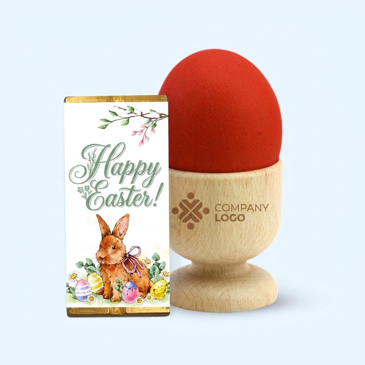Set regalo di Pasqua con portauova personalizzato e mini tavoletta di cioccolato