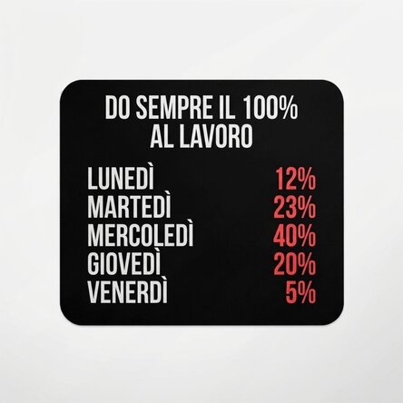 Tappetino per mouse con scritta - 100% al lavoro