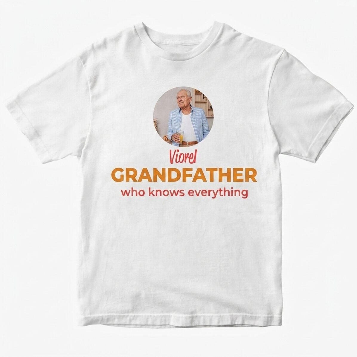 Maglietta in cotone personalizzata con foto e testo - Nonno