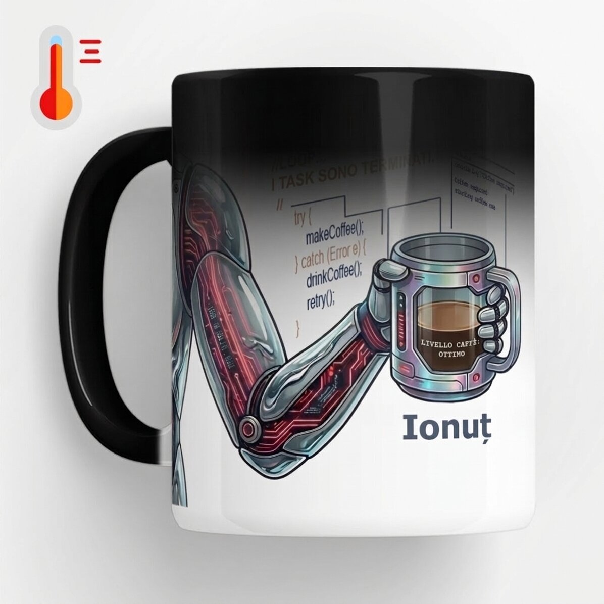 Tazza termosensibile personalizzata con testo - Programmatore