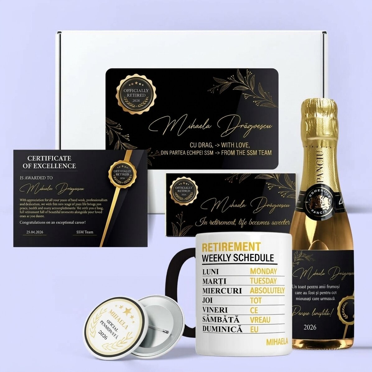 Set regalo personalizzato per il pensionamento