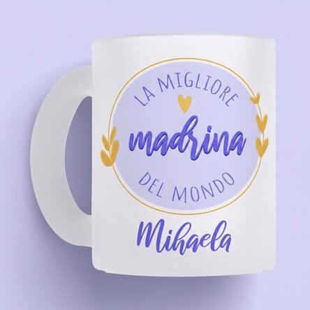 Bicchiere in vetro opaco personalizzato con scritta - La madrina migliore