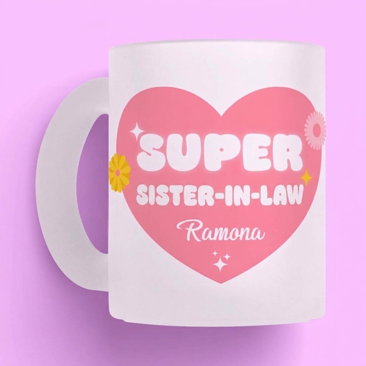 Bicchiere in vetro opaco personalizzato con scritta - Super cognata