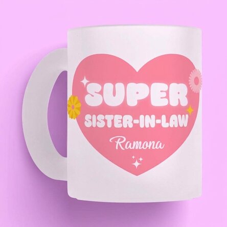 Bicchiere in vetro opaco personalizzato con scritta - Super cognata