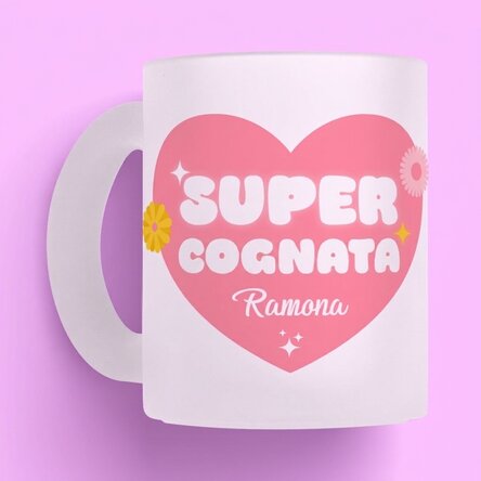 Bicchiere in vetro opaco personalizzato con scritta - Super cognata