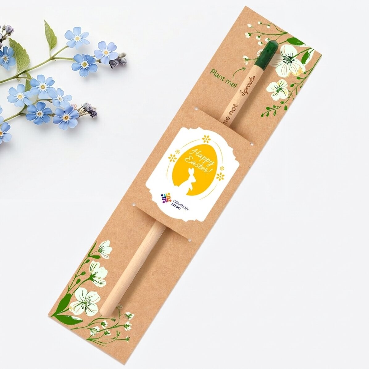 Matita piantabile personalizzata con logo e messaggio - Buona Pasqua