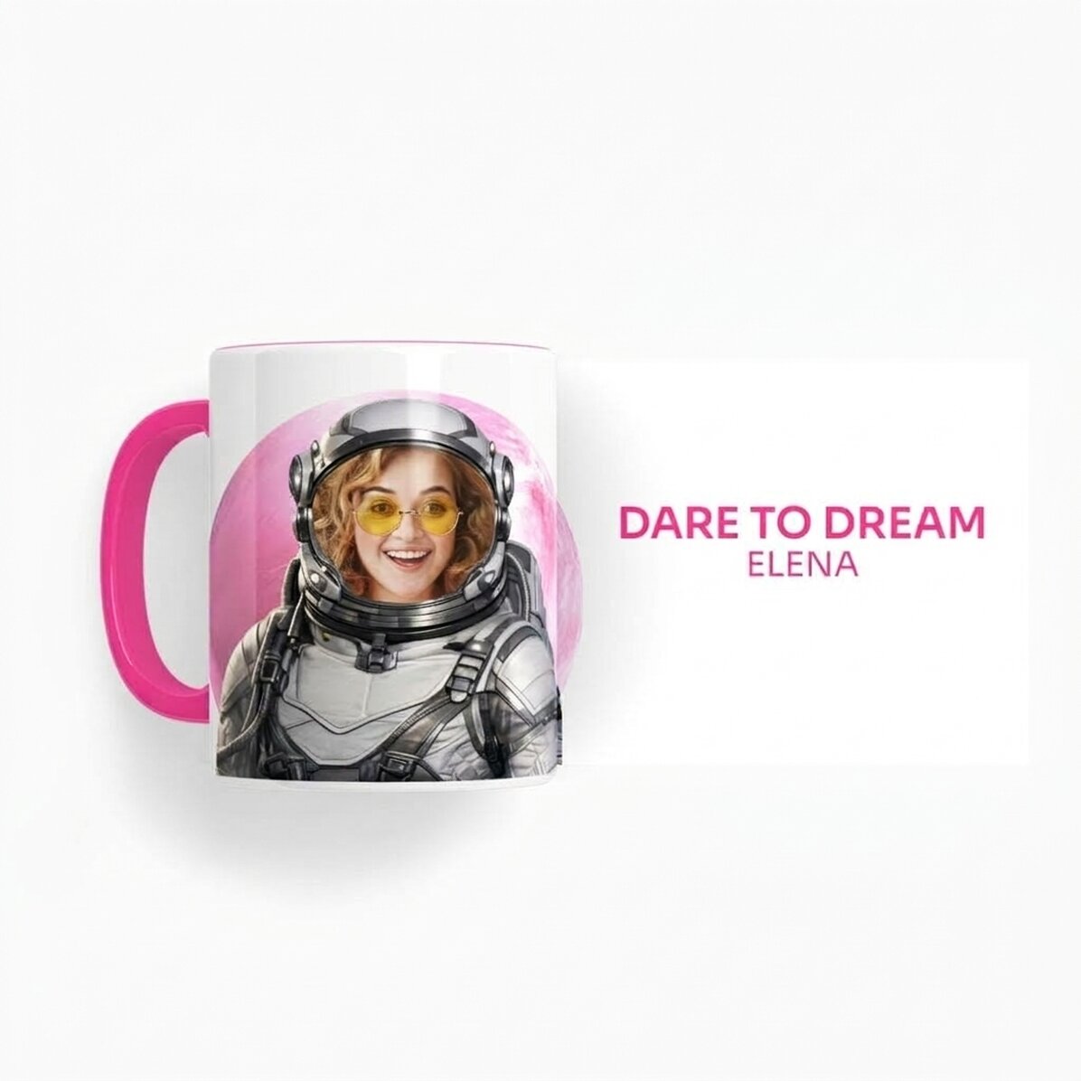 Tazza personalizzata con foto e testo - Dare to Dream - Scegli il tuo pianeta