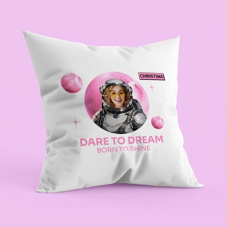 Cuscino personalizzato con foto e testo - Dare to Dream