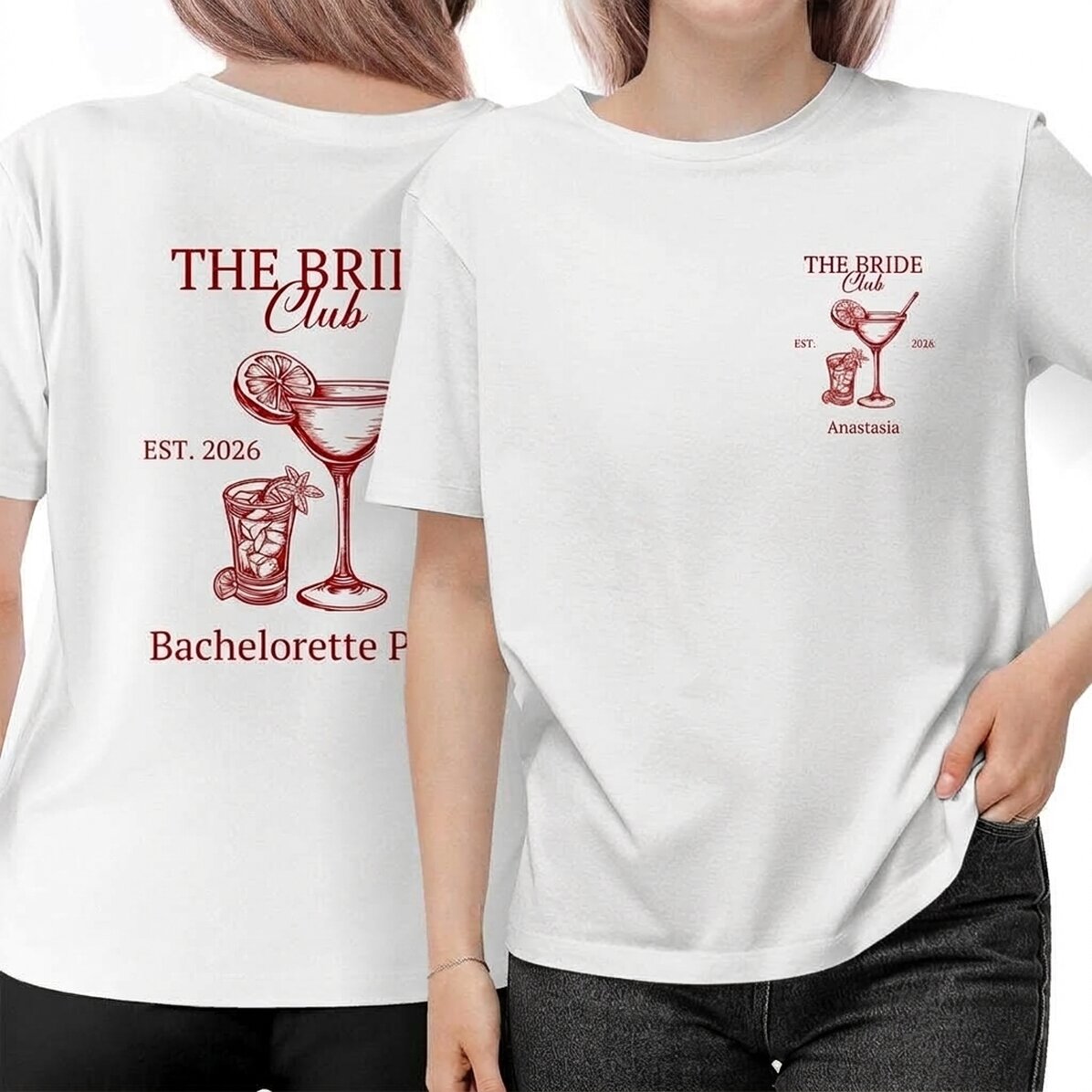 Maglietta in cotone personalizzata su entrambi i lati - The Bride Club