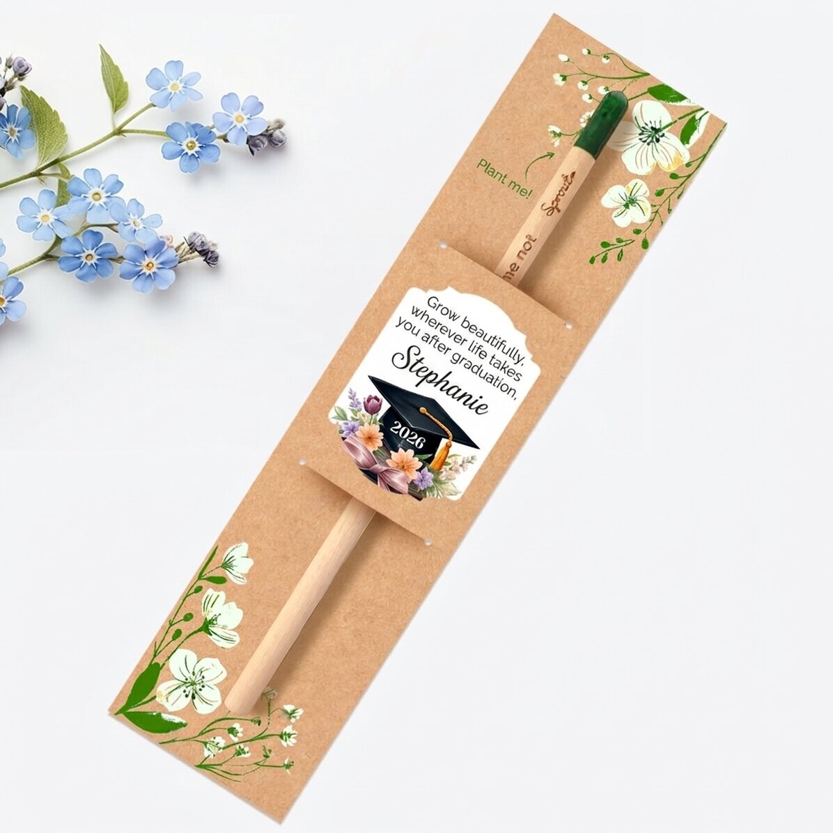 Matita piantabile personalizzata con messaggio di laurea