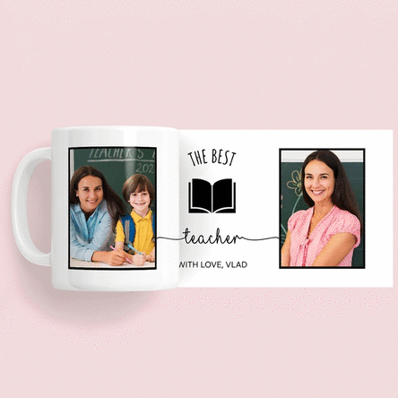 Tazza personalizzata con 2 foto e un testo