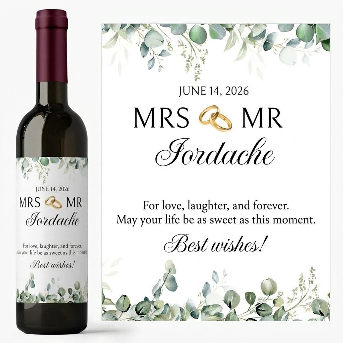 Vino personalizzato con messaggio - Mrs & Mr