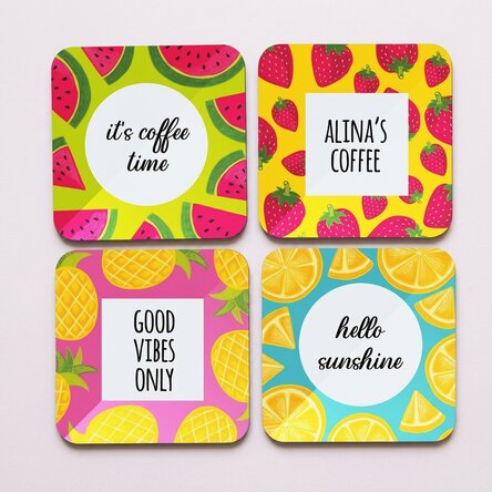 Set di 4 sottobicchieri personalizzati con scritta - Summer