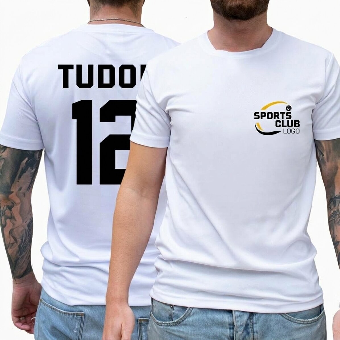 Maglietta sportiva personalizzata su entrambi i lati con logo, nome e numero