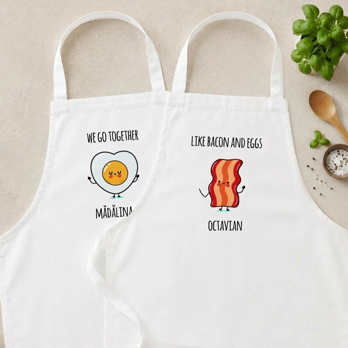 Set personalizzato per coppie con messaggio divertente - Bacon and eggs