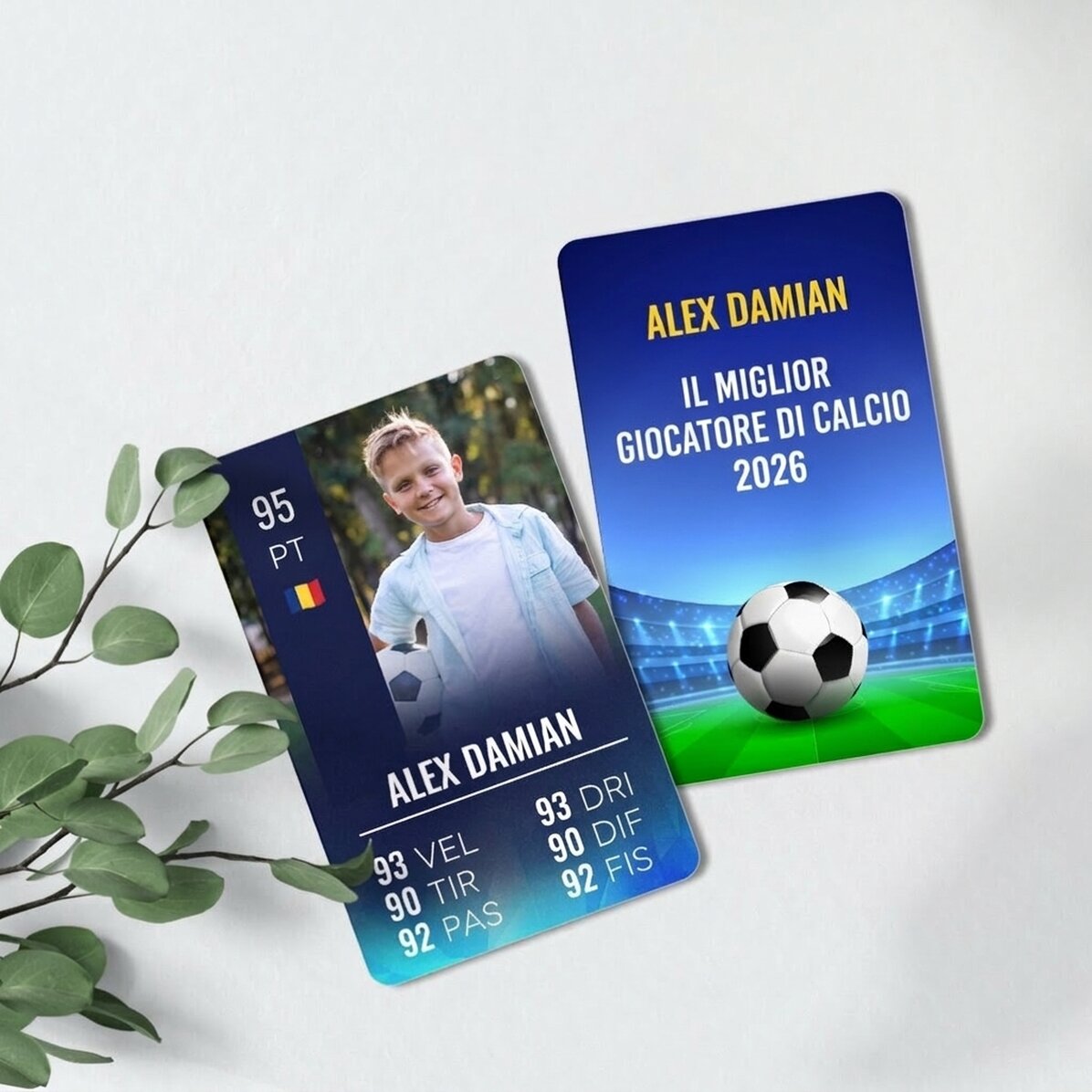Tessera in alluminio personalizzata fronte-retro con messaggio e foto - FIFA