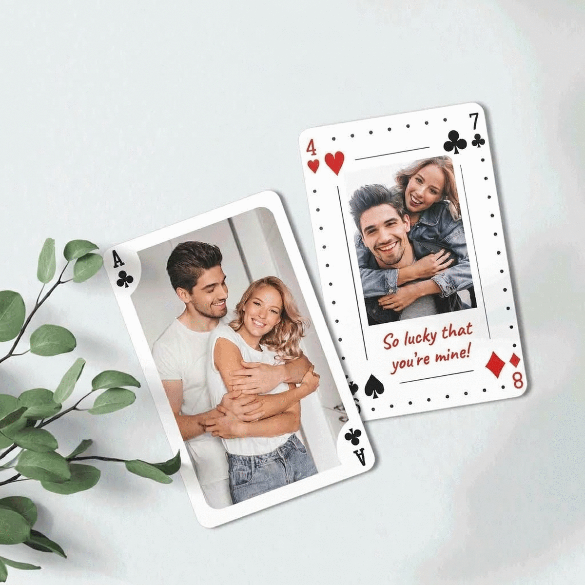 Biglietto in alluminio personalizzato fronte-retro con foto e messaggio - Carta da gioco