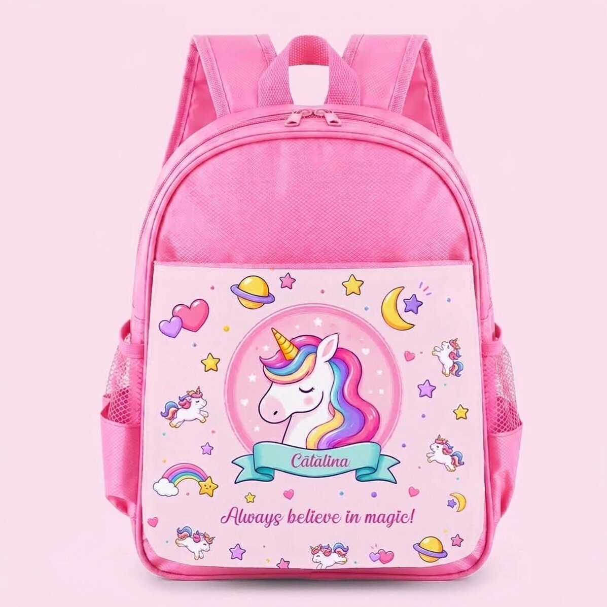 Zaino scolastico personalizzato con scritta - Unicorno