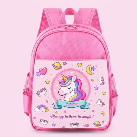 Zaino scolastico personalizzato con scritta - Unicorno