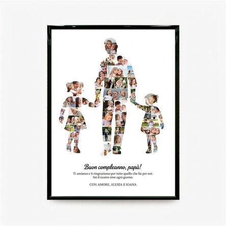 Quadro personalizzato con testo e 54 foto - Papà, 2 figlie