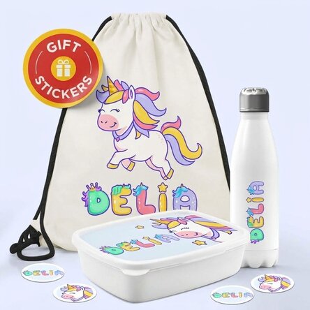Set personalizzato per la scuola materna o elementare – Unicorno