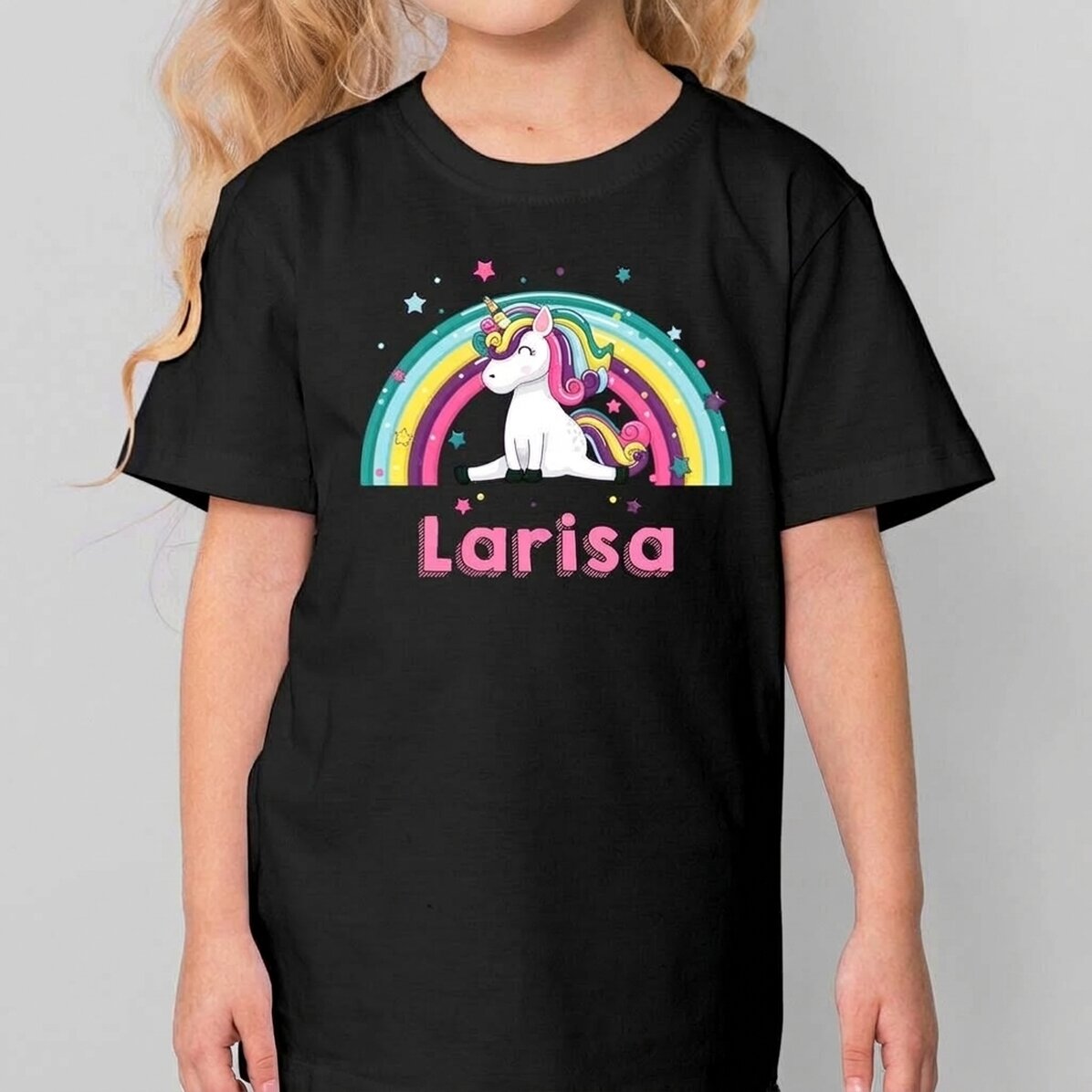 Maglietta in cotone per bambini personalizzata con nome - Unicorno