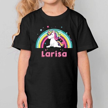 Maglietta in cotone per bambini personalizzata con nome - Unicorno