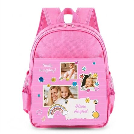 Zaino scolastico personalizzato con 3 foto e un messaggio