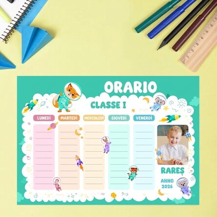 Orario personalizzato con testo e foto - I piccoli scolari
