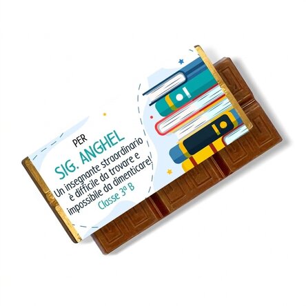 Mini tavoletta di cioccolato personalizzata con una dedica per gli insegnanti