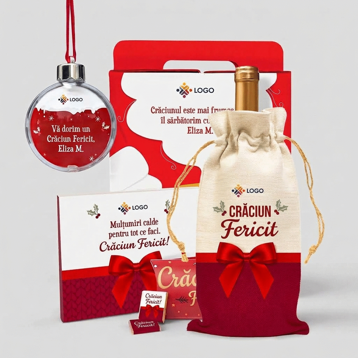 Confezione regalo - "Most wonderful time" con prodotti natalizi personalizzati con il tuo logo