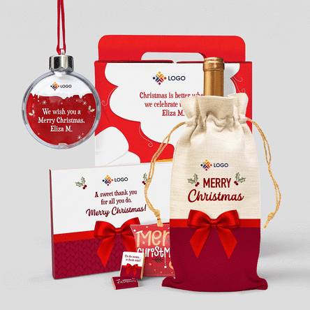 Confezione regalo - "Most wonderful time" con prodotti natalizi personalizzati con il tuo logo