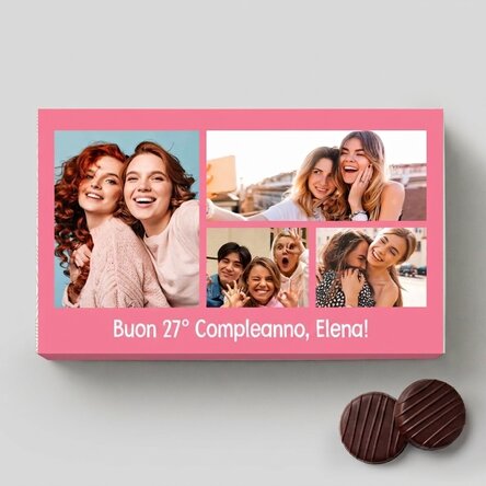 Scatola di cioccolatini alla crema personalizzata con 4 foto e un messaggio