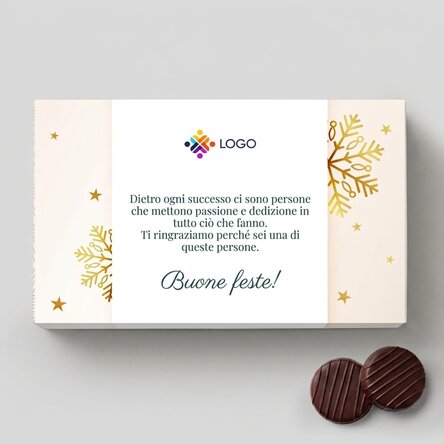 Scatola di cioccolatini alla crema personalizzata con logo e messaggio - Gold Christmas