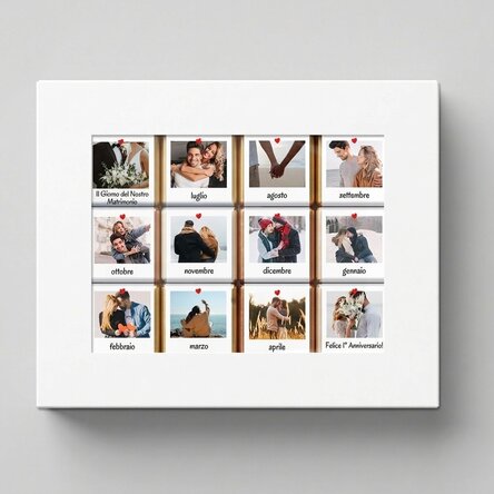 Confezione regalo con 12 mini cioccolatini personalizzati con foto e messaggi - Our Story
