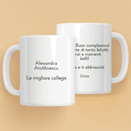 Tazza personalizzata con testo su entrambi i lati